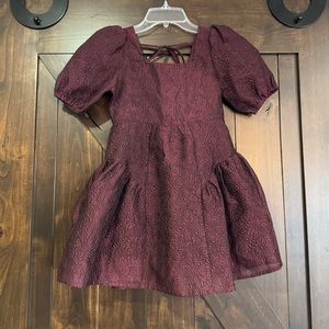 GB girls Dress Burgundy Floral Size 7